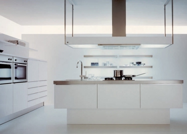 Design kitchen white matt EFFETI island stainless steel