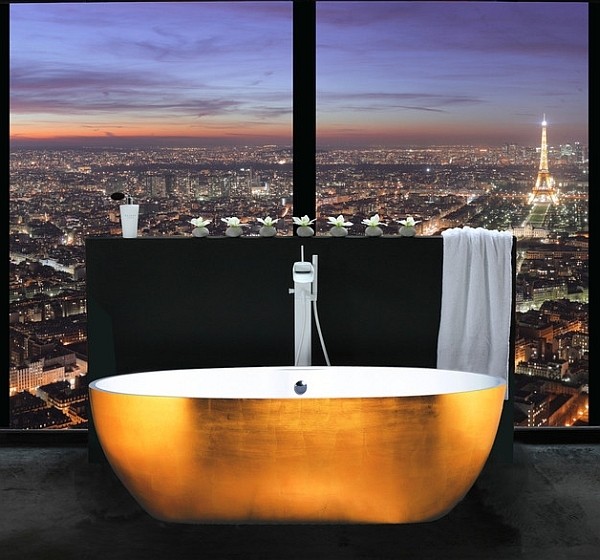 Gold-leaf-clad-freestanding-bathtub-luxury-bathroom-furniture-design-ideas
