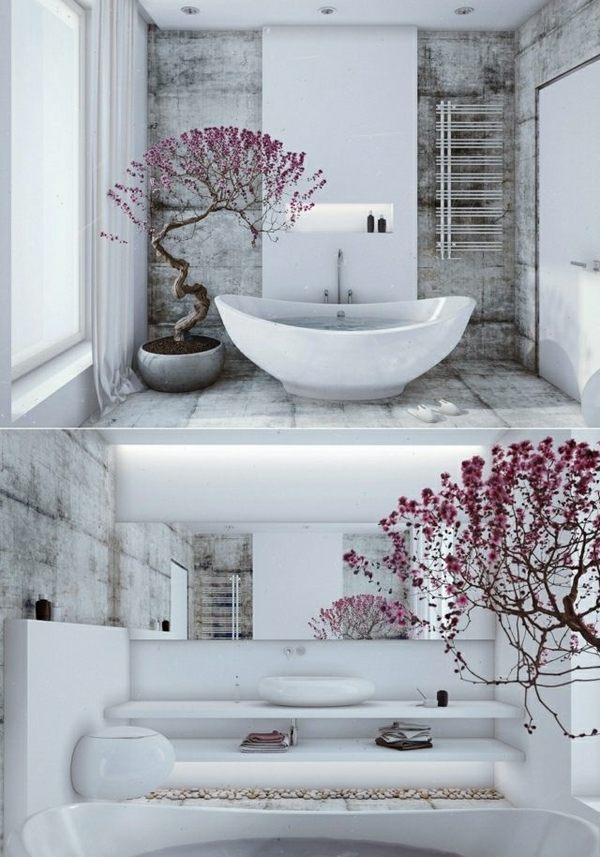 bathroom ideas freestanding tub bonsai