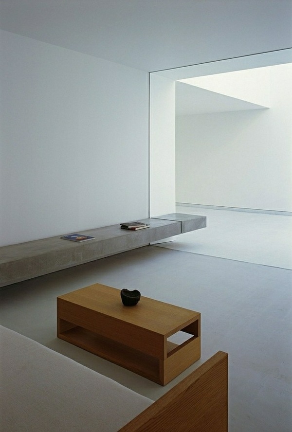 minimalist living room wooden table 
