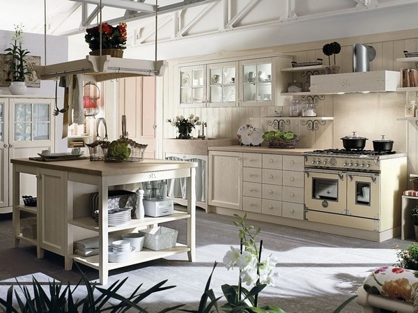 Mediterranean decor white kitchen cabinets kitchen island with storage shelves