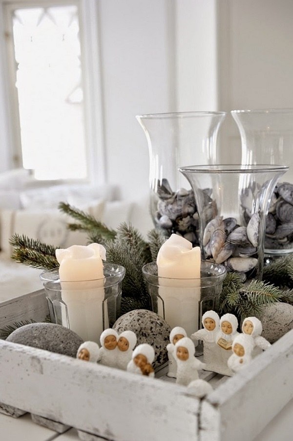 Modern Christmas 2015 ideas living room decorations table centerpiece 