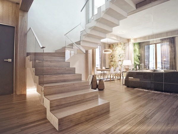 Oak staircase glass balustrade contemporary home design 