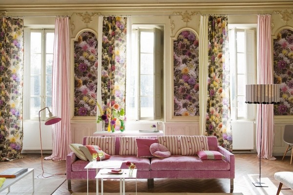  ideas pink sofa floral curtains
