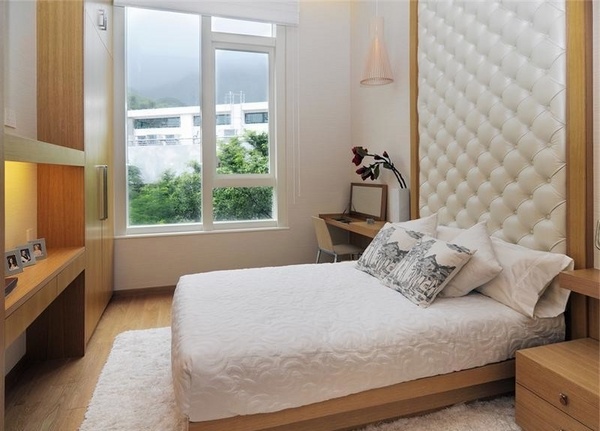 Small-bedroom-design-tall-headboard-ideas-white-leather-extra-high-headboard