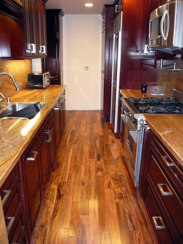 Small galley design ideas wood floor under cabinet lighting