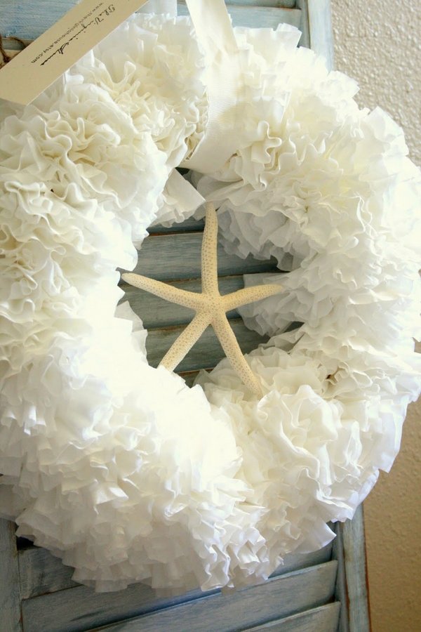 Summer decoration DIY coffee filter wreath front door decoration