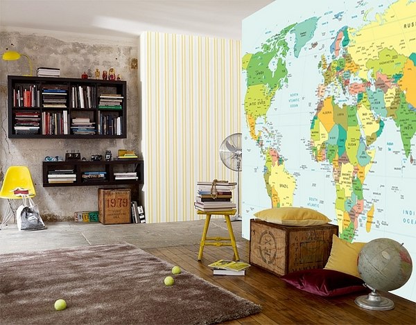 teen bedroom wall decoration ideas world map photo wallpaper globe