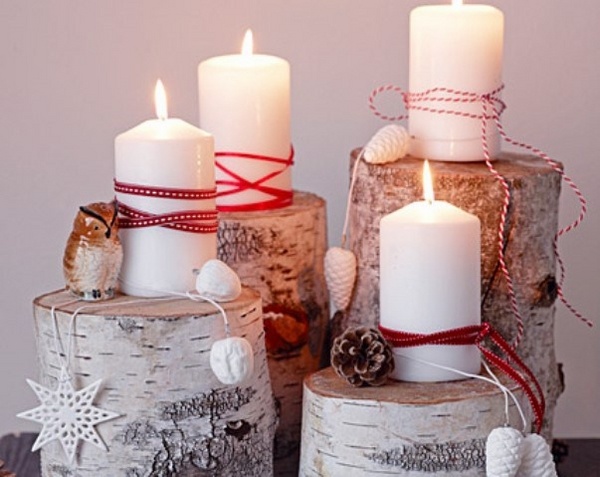 advent candles ideas DIY christmas decoration rustic decor natural materials