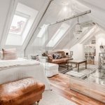 attic-remodel-ideas-studio-apartment-bedroom-design-wood-floor-white-furniture