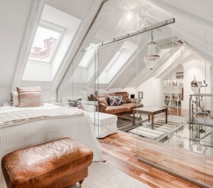 attic-remodel-ideas-studio-apartment-bedroom-design-wood-floor-white-furniture