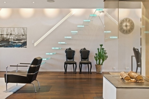 awesome floating staircase glass designs loft apartment 
