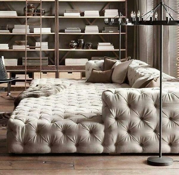 awesome square tufted couch beige upholstery modern furniture 