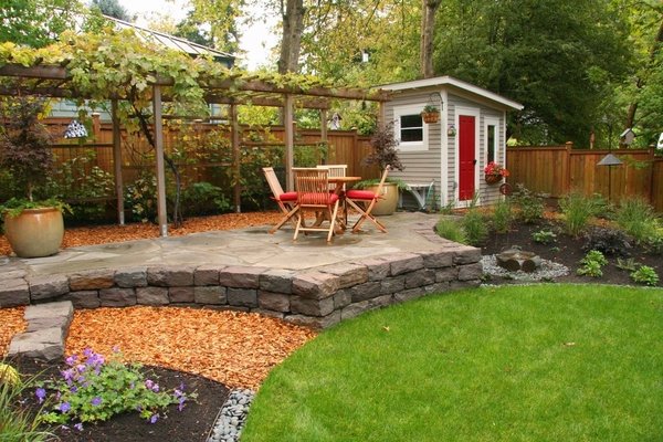 backyard landscape ideas garden shed 