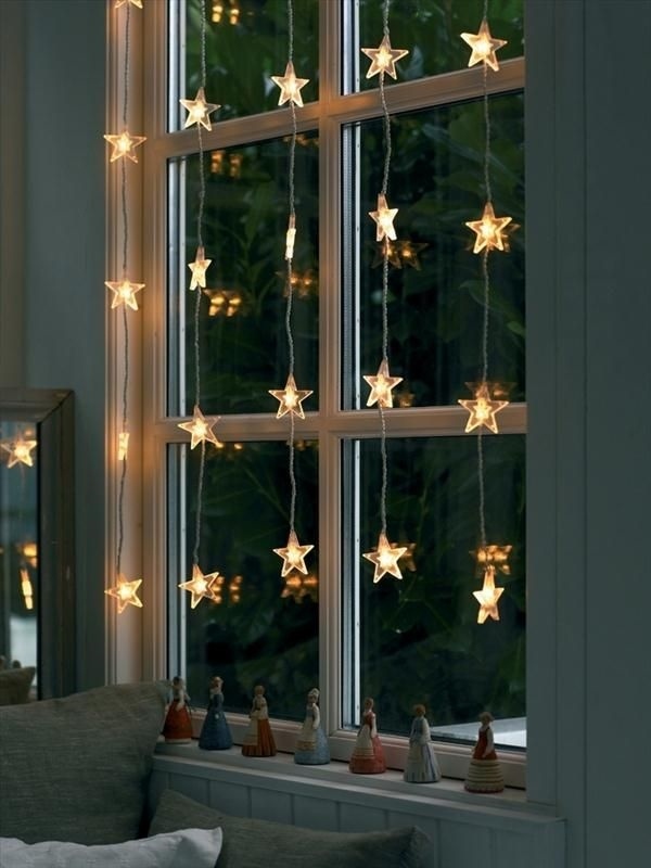christmas window decorations string lights stars
