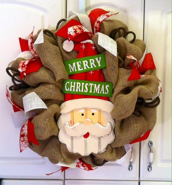 burlap wreath ideas Christmas wreath ideas santa claus wreath
