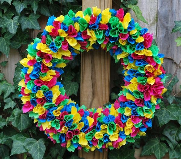 colorful rag wreath ideas DIY wreath instrictions tutorial step by step