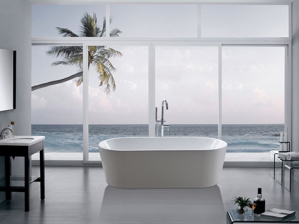 contemporary freestanding bathtub minimalist bathroom