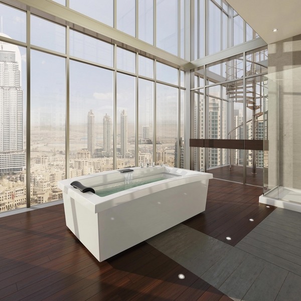 contemporary parquet floor stunning skyscrapers view