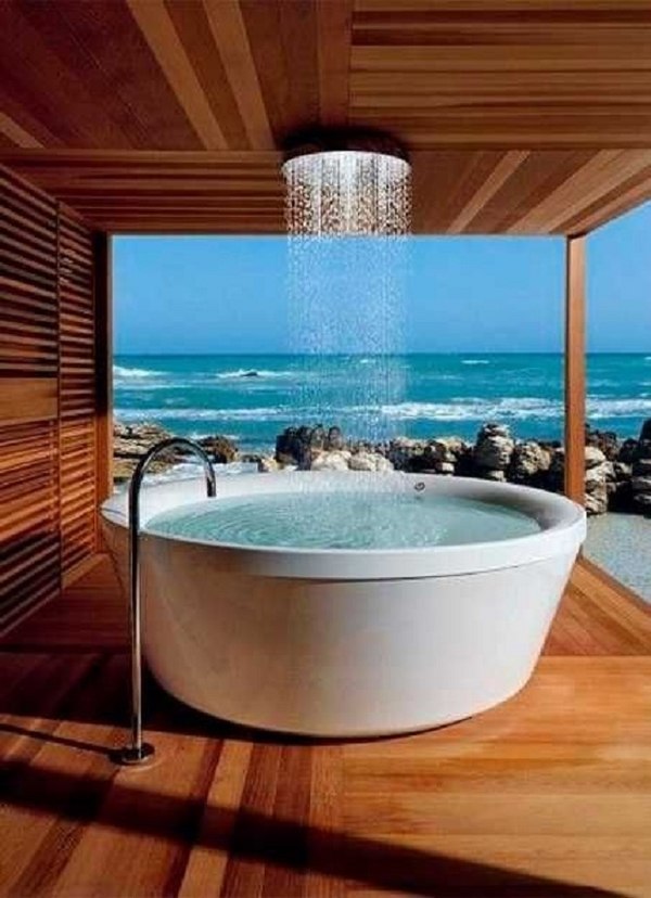  round shape rainshower head wood flooring walls