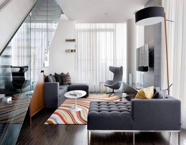  modern tufted sofa colorful carpet