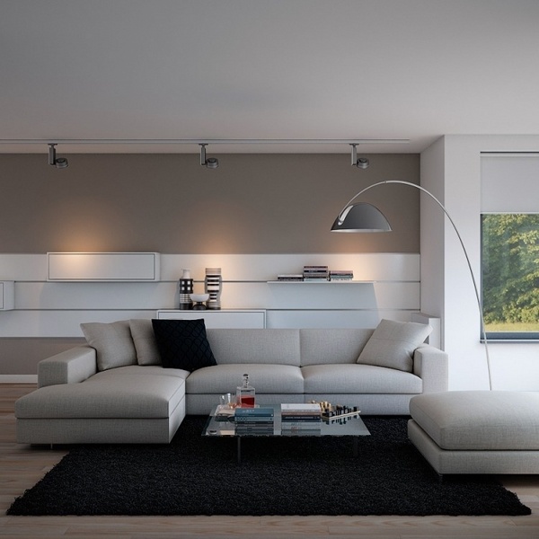  decor gray sofa black carpet white wall furniture modern floor lamp