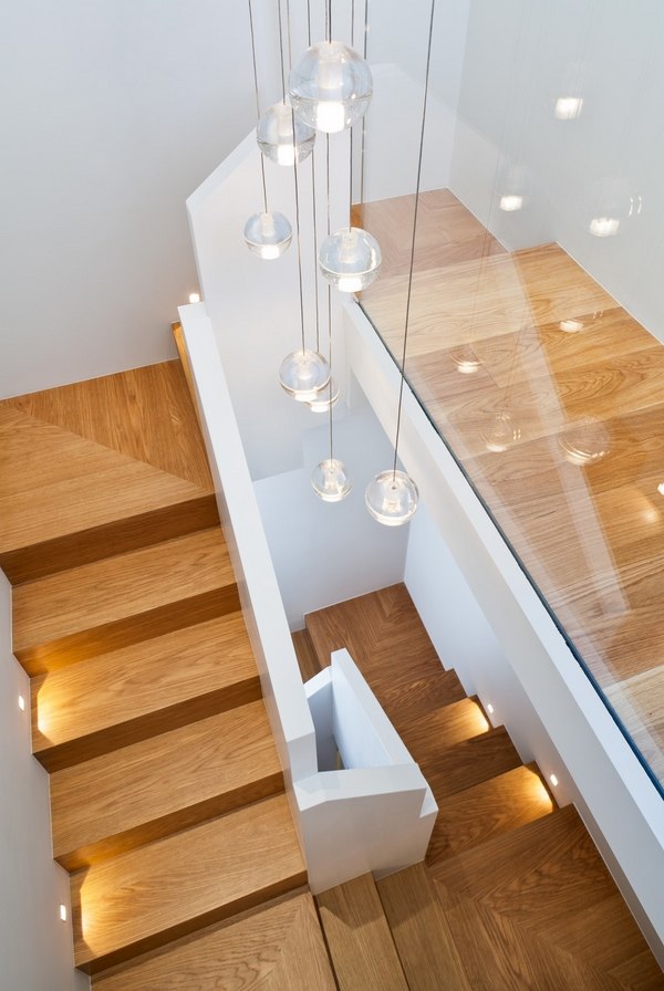 contemporary wood glass modern lighting