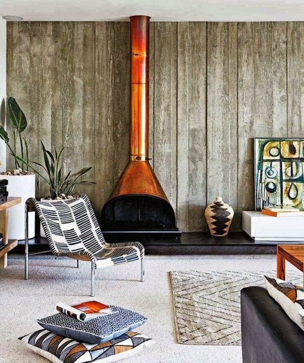 copper finish living room ideas freestanding rustic decor