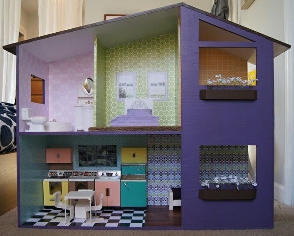 creative DIY dollhouse ideas walpaper remnants decoration