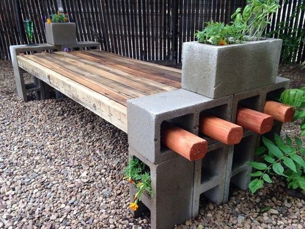 Diy Cinder Block Bench In The Garden Creative Ideas For