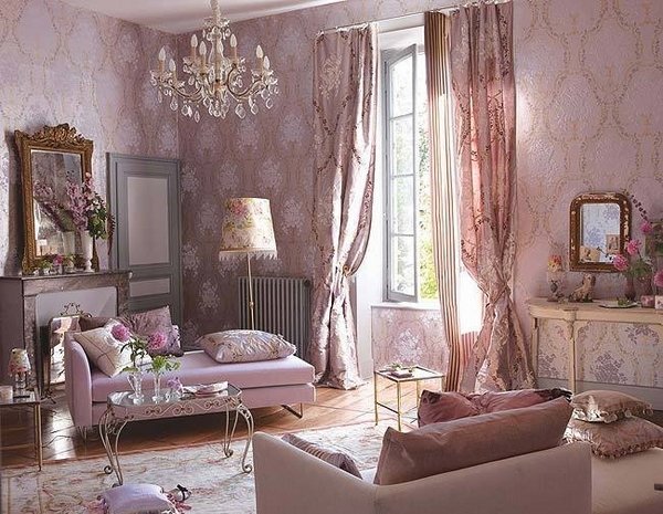 elegant shabby chic style decor pastel pink interior crystal chandelier 