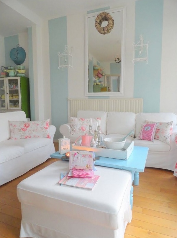 elegant living room interior design pastel blue wall colors white furniture 