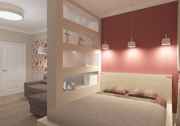 elegant studio apartment ideas stylish bedroom area partition wall