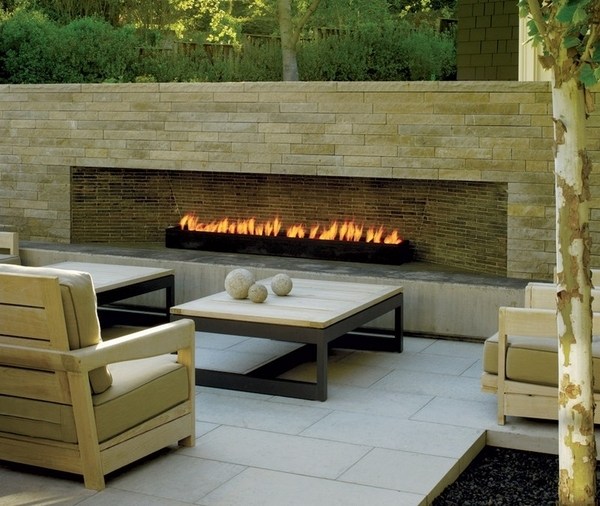 fabulous garden fireplace stone sandstone wooden outdoor furniture 