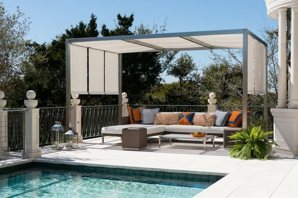 garden pool ideas pool deck sun shade outdoor furniture