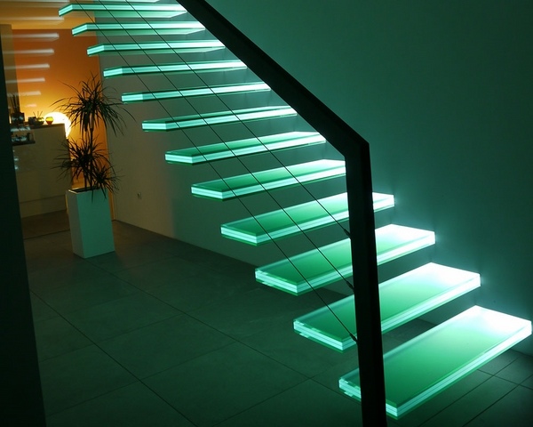  LED lights modern interior staircase ideas