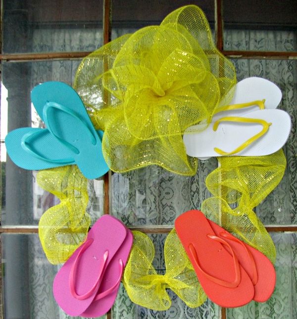 how to make flip flop wreath mesh colorful