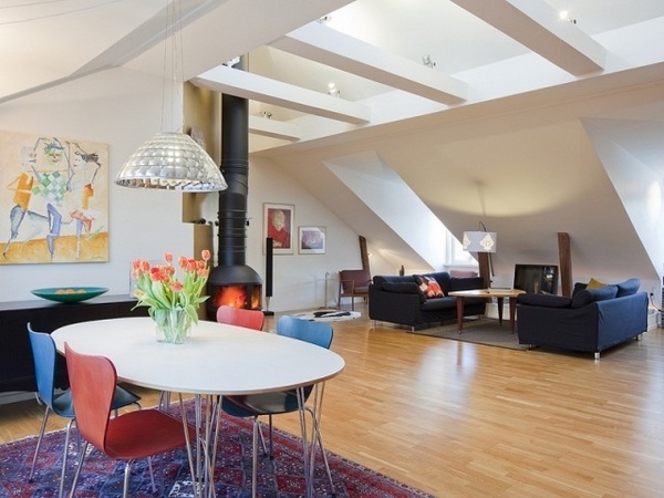  open plan living room skylights