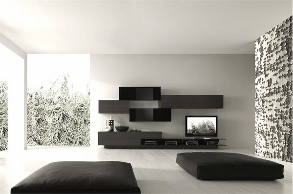 minimalist living room furniture ideas black furniture white wall color