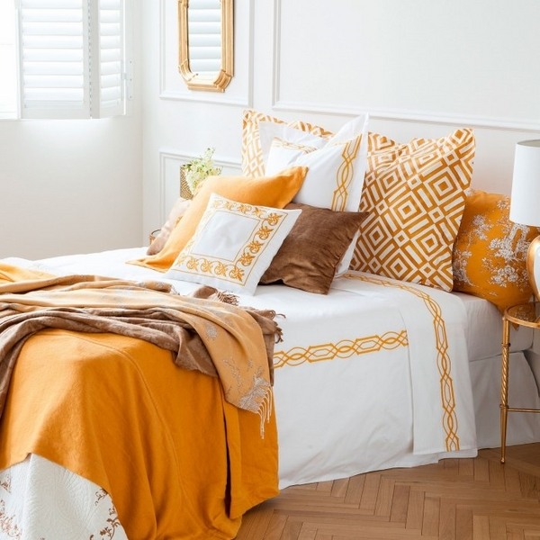 modern bedding sets white orange 