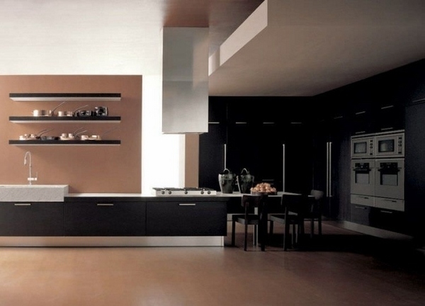 modern design floating shelves brown kitchen island