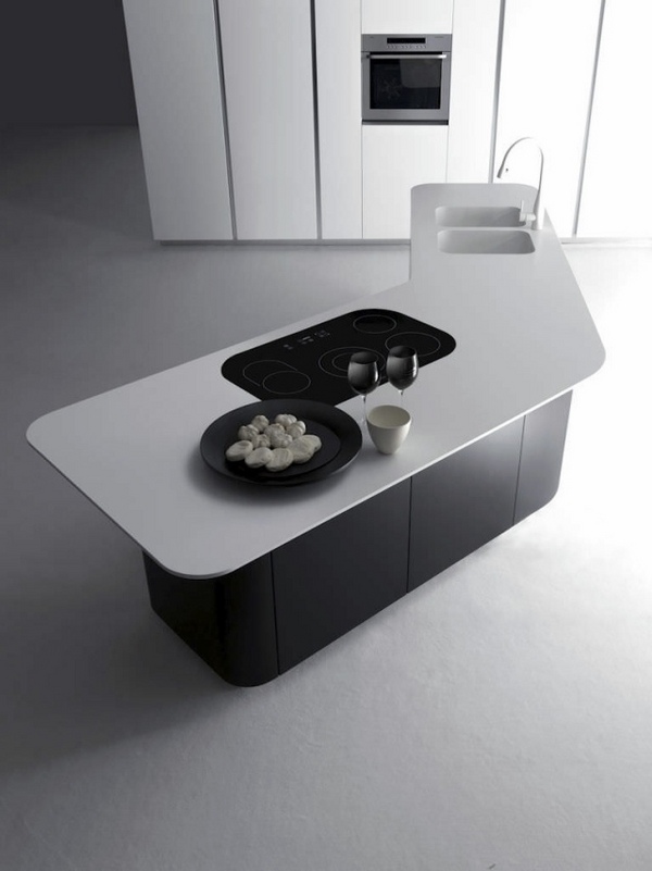 modern design island black white sinuosa