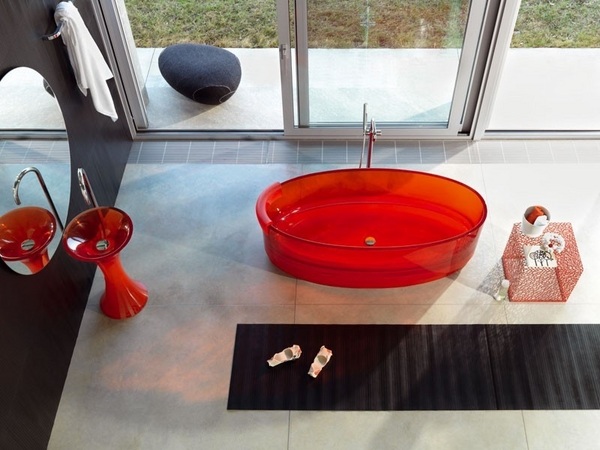 modern red Acrylic bathtub furniture design