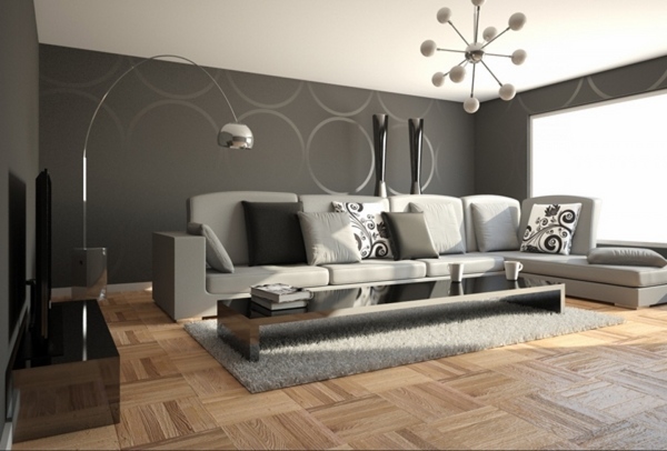 modern stylish minimalist gray wall color sofa