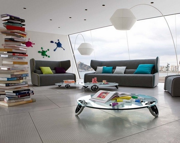 modern living room ideas gray sofa set white floor lamps creative wall decoration ideas