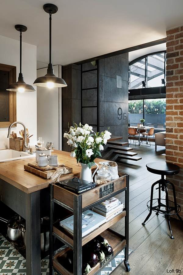modern loft design industrial interior open plan kitchen