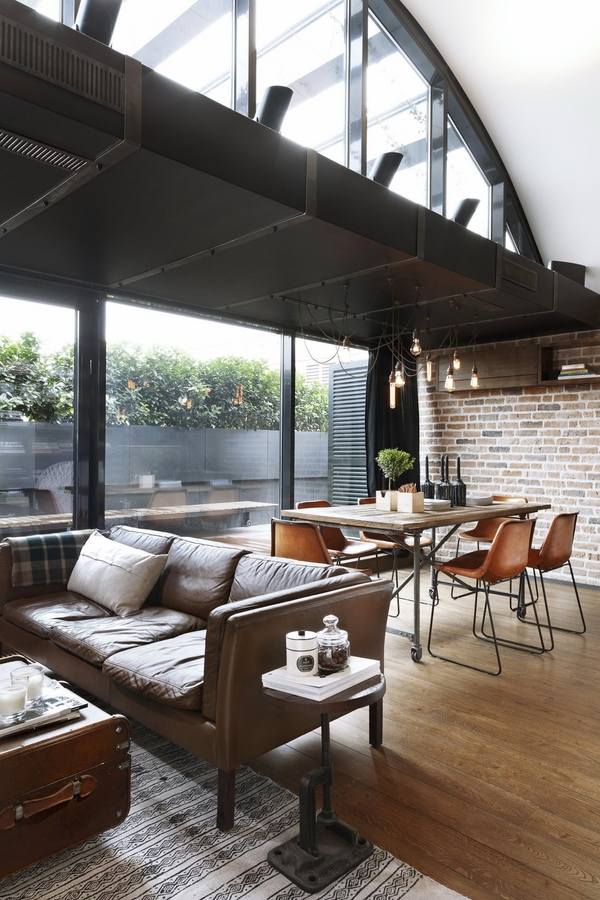 modern design loft 9b Sofia dining table leather sofa