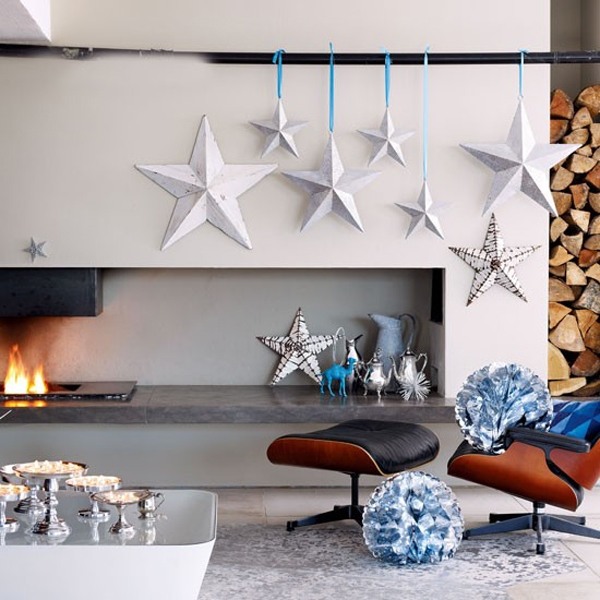 modern minimalist chirstmas decoration silver white blue colors 2015 trends