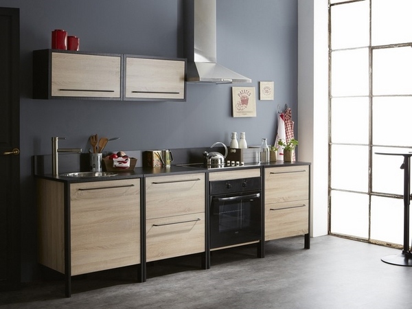 modern oak kitchen designs gray wall color black countertop