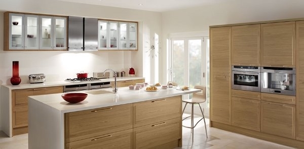 modern oak designs white countertops glass fronts